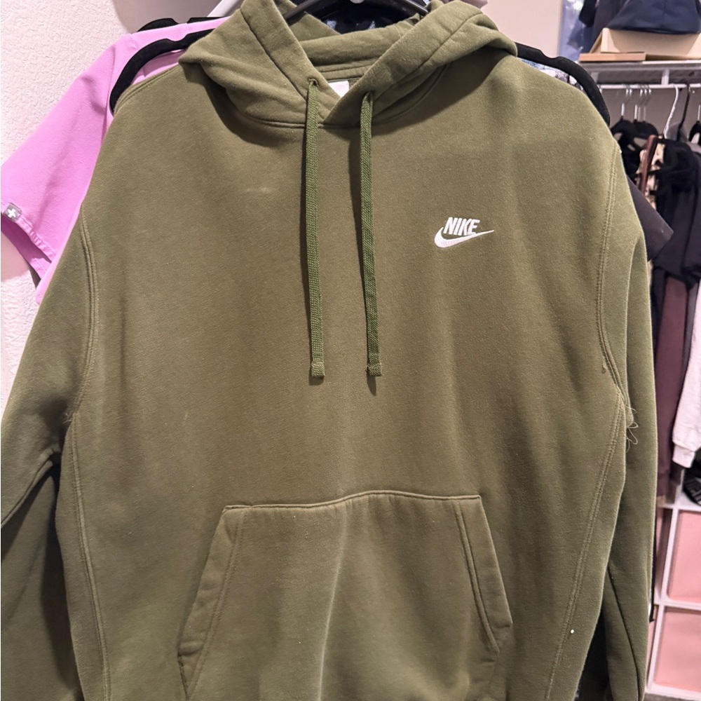 Nike Green Sweatshirt with Drawstring Hood
